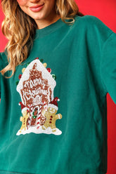 Suéter holgado informal de cuello redondo con lentejuelas navideñas para mujer, ropa de otoño e invierno